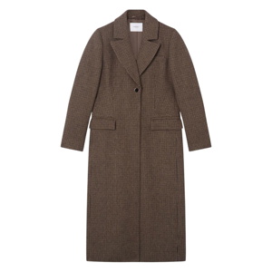 L.K. Bennett Dakota Brown Mini Check Single Breasted Coat